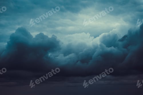 Preview: Storm sky with dark grey cumulus clouds. Thunderstorm