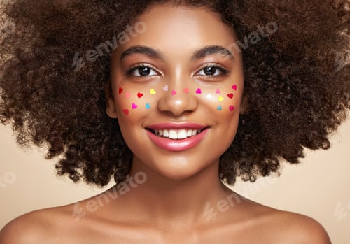 Preview: Beauty portrait of African American girl with afro hair