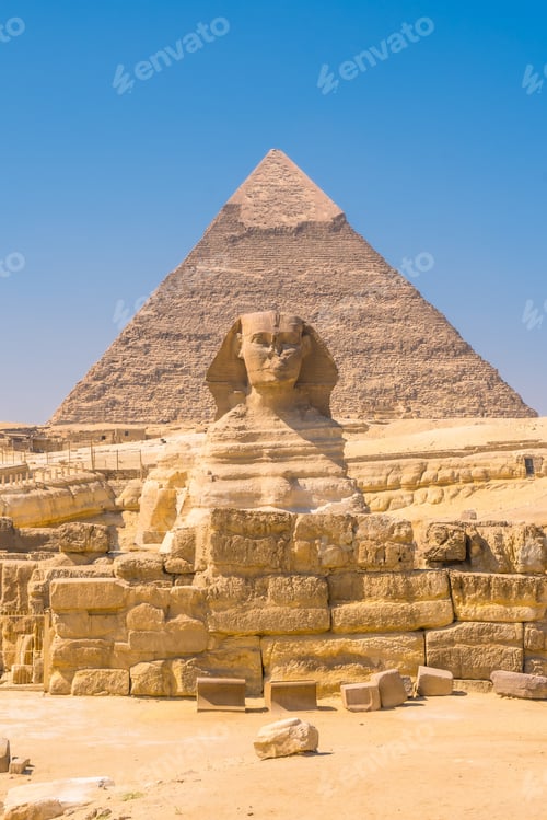 Preview: Great Sphinx of Giza and whence the pyramids of Giza, Cairo, Egypt