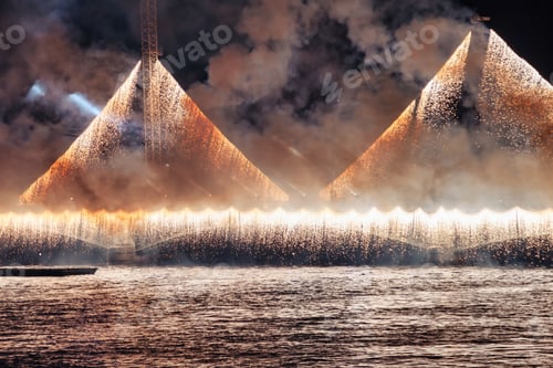 Preview: Holiday fireworks backgrounds with sparks, colored stars and bright