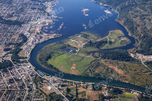 Preview: Aerial view of a small town, Port Alberni, on Vancouver Island