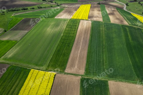 Preview: Colorful Farmland and Scenic Countryside. Aerial Drone view