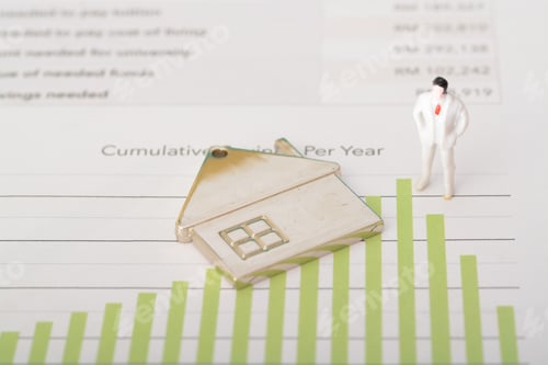 Preview: The businessman diligently examined the property sales graph