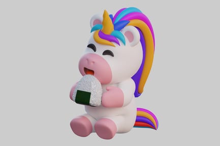 Visualização: Unicórnio Chibi com onigiri