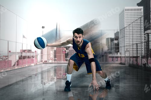 Preview: Full Length Portrait Of A Basketball Player With Ball