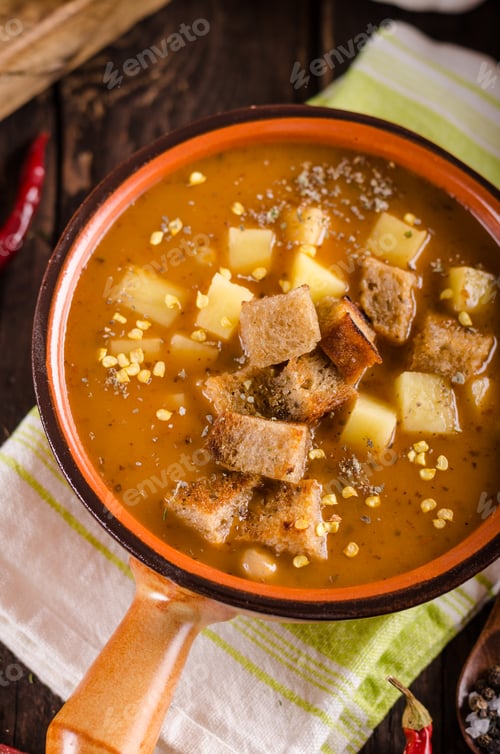 Preview: Goulash soup with croutons and potatoes