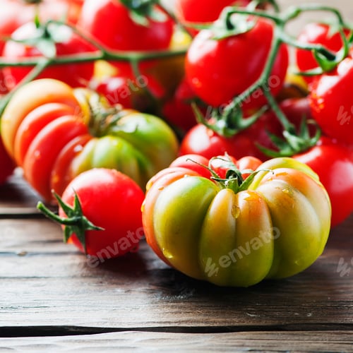 Preview: Sweet italian tomatoes on the wooden table