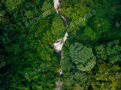 Preview: Natural waterfalls, aerial view, watersheds and environmental conservation