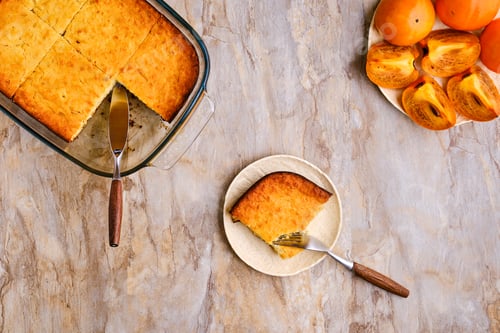 Preview: Persimmon pie on wooden table