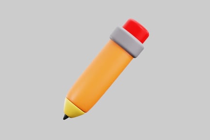 Preview: Cartoon orange pencil with eraser