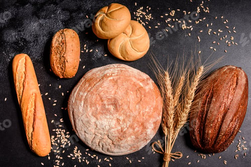 Preview: Beautiful fresh baked bread with wheat grains