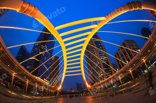 Preview: Sky bridge connection to Bangkok Rapid Transit Station, Sathon junction, Bangkok,Thailand