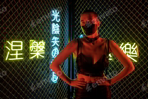 Preview: Contemporary cyberpunk girl with half of her face painted black