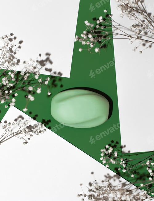 Preview: Personal hygiene soap on a green background