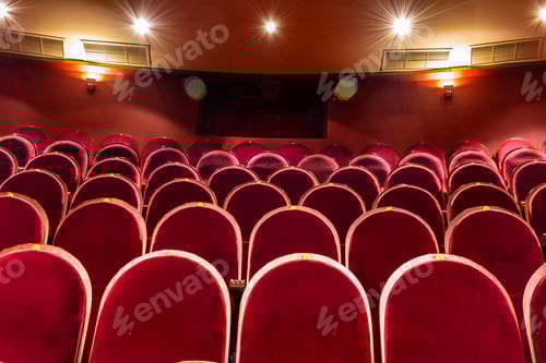 Preview: Red velvet seats in a theater in Villena, Spain.