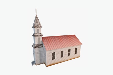 Preview: Wooden church with steeple and checkered roof