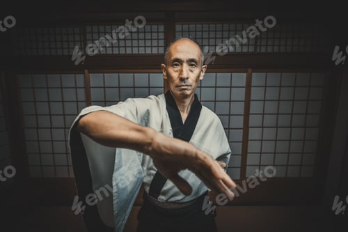 Preview: Senior martial art master in his dojo