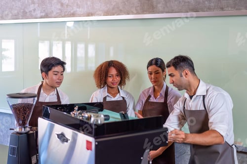 Preview: Group young entrepreneurs learning in classes barrister small business and teacher chief advice