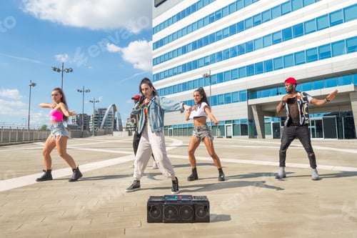 Preview: Hip hop crew dancing outdoors