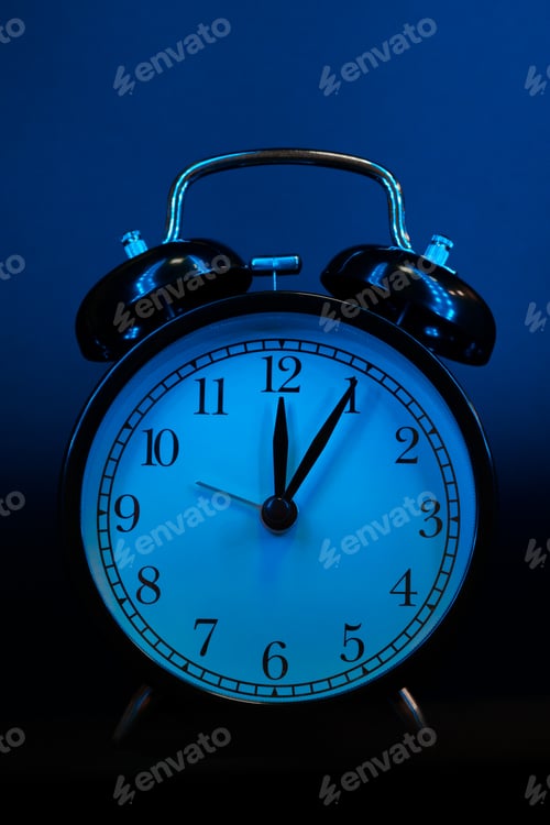 Preview: Alarm clock close up on black background