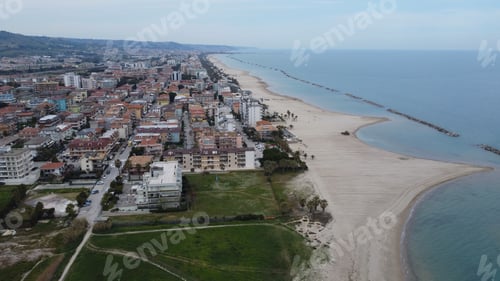 Preview: Aerial view over Porto d'Ascoli and San Benedetto del Tronto front of the Adriatic sea