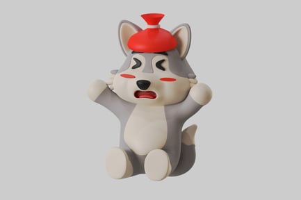 Preview: Cartoon wolf with red hat