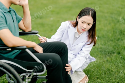 Preview: Nurses who care for paralyzed and hemiplegic patients and encourage them in a public park