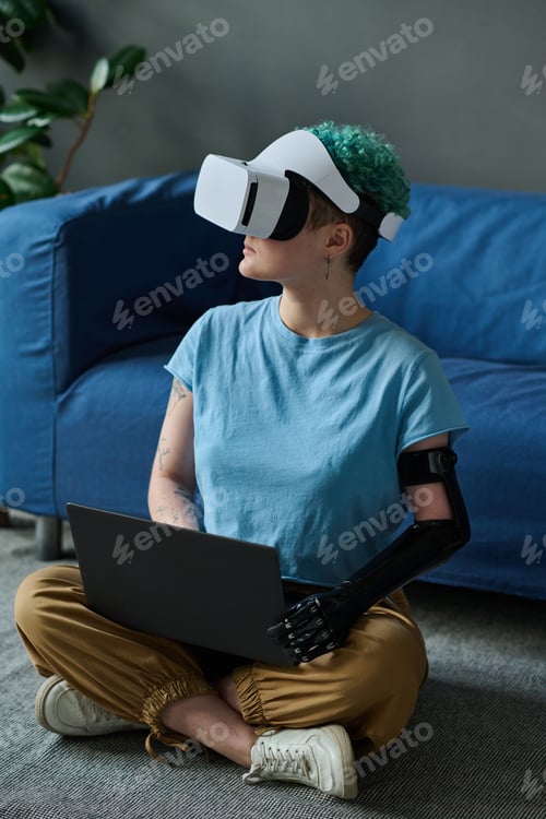 Preview: Woman playing in virtual reality game