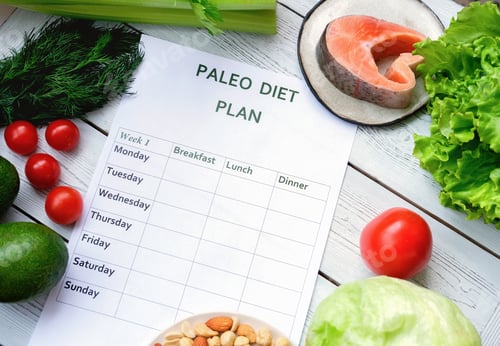 Preview: Paleo meal plan for a week on a table