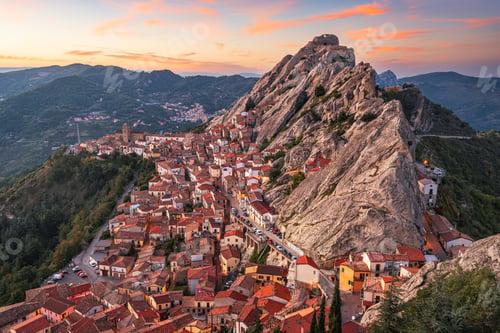 Preview: Pietrapertosa, Italy Townscape at Dusk