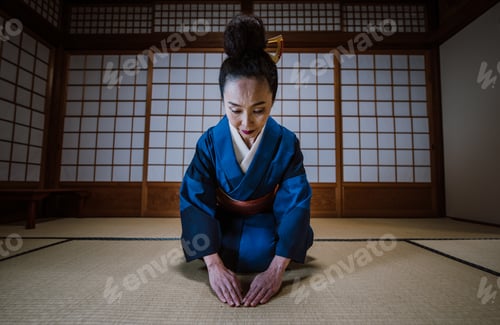 Preview: Beautiful japanese woman in a traditional japanese house
