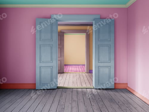 Preview: Interior empty room 3D rendering