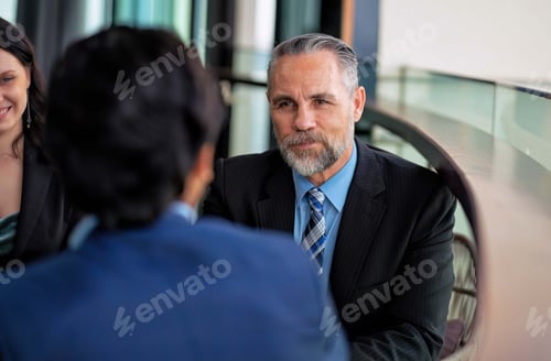 Preview: Chief executive officer with secretary meet up with business man