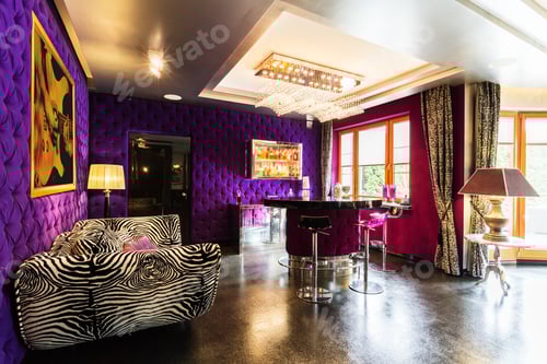 Preview: Modern living room with zebra sofa