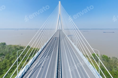 Preview: road of stayed-cable bridge closeup