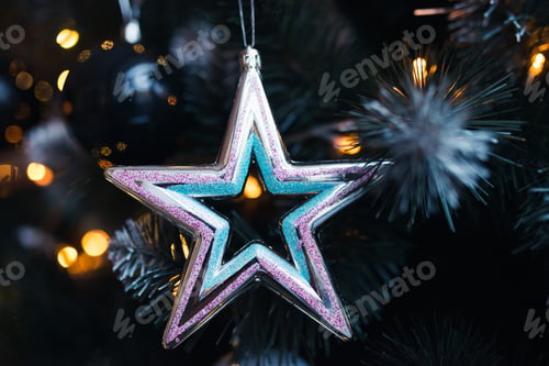 Preview: christmas decoration star on tree
