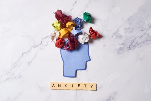 Preview: Paper craft representing anxiety and mental disorders. Concept of mental health