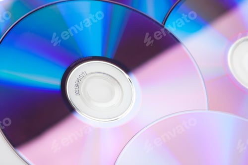Preview: Close-Up View Of Colorful Cds. Diagonal View