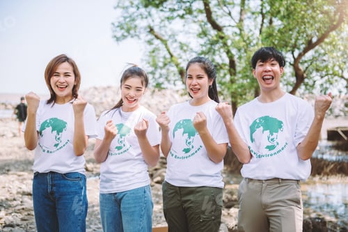 Preview: Volunteer group of diverse asian people joining charity event to showing teamwork spirite