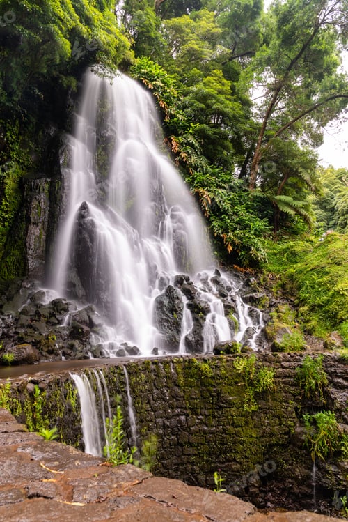 Preview: Waterfall in Parque Natural da Ribeira dos Caldeiroes in Sao Miguel Island, Azores