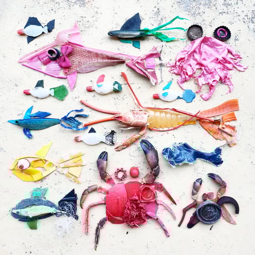 Preview: Creative beach art made with plastic pollution found on the beach