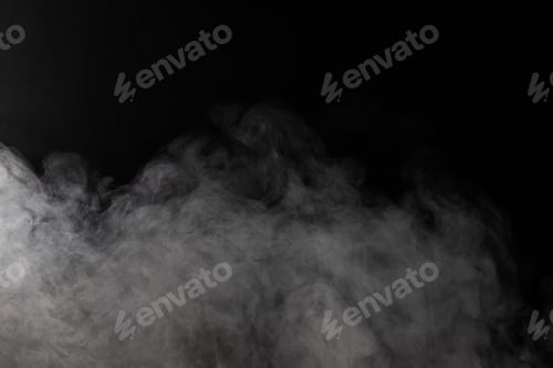 Preview: White clouds of smoke with copy space on black background