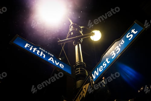 Preview: Light Post and Fifth Avenue Street Sign on the corner of the Wes