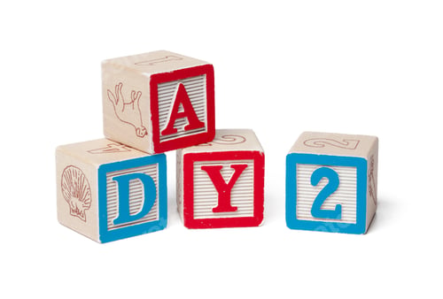 Preview: Colorful alphabet blocks. Word day isolated on white background