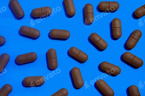 Preview: Some pills, dietary supplements or vitamin capsules for supports health.