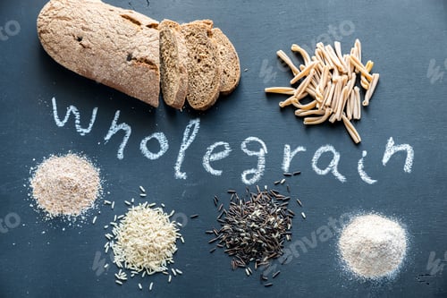 Preview: Wholegrain products on the dark wooden background