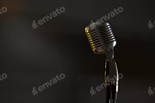 Preview: vintage microphone over black