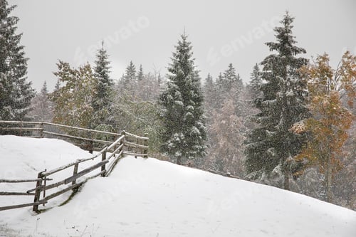 Preview: snowstorm over hills and meadows in rural Slovenia