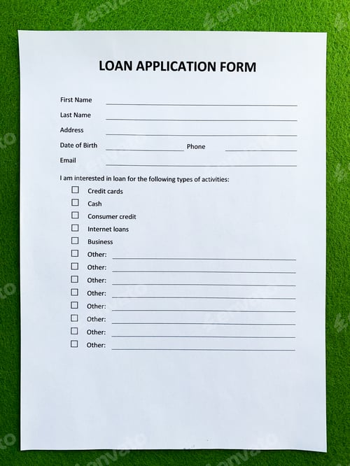 Preview: Loan application form document with graph on table