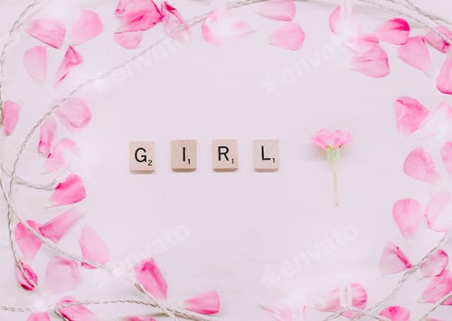 Preview: Girl word , it’s a girl , baby , baby shower, girly